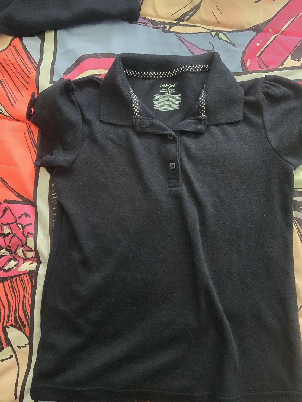 Cat & Jack Blue Girls Polo Top with Puff Sleeves